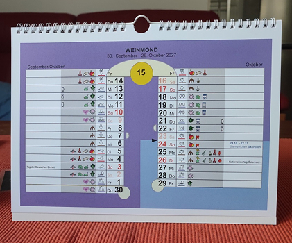 Mondkalender, Monatsansicht Weinmond